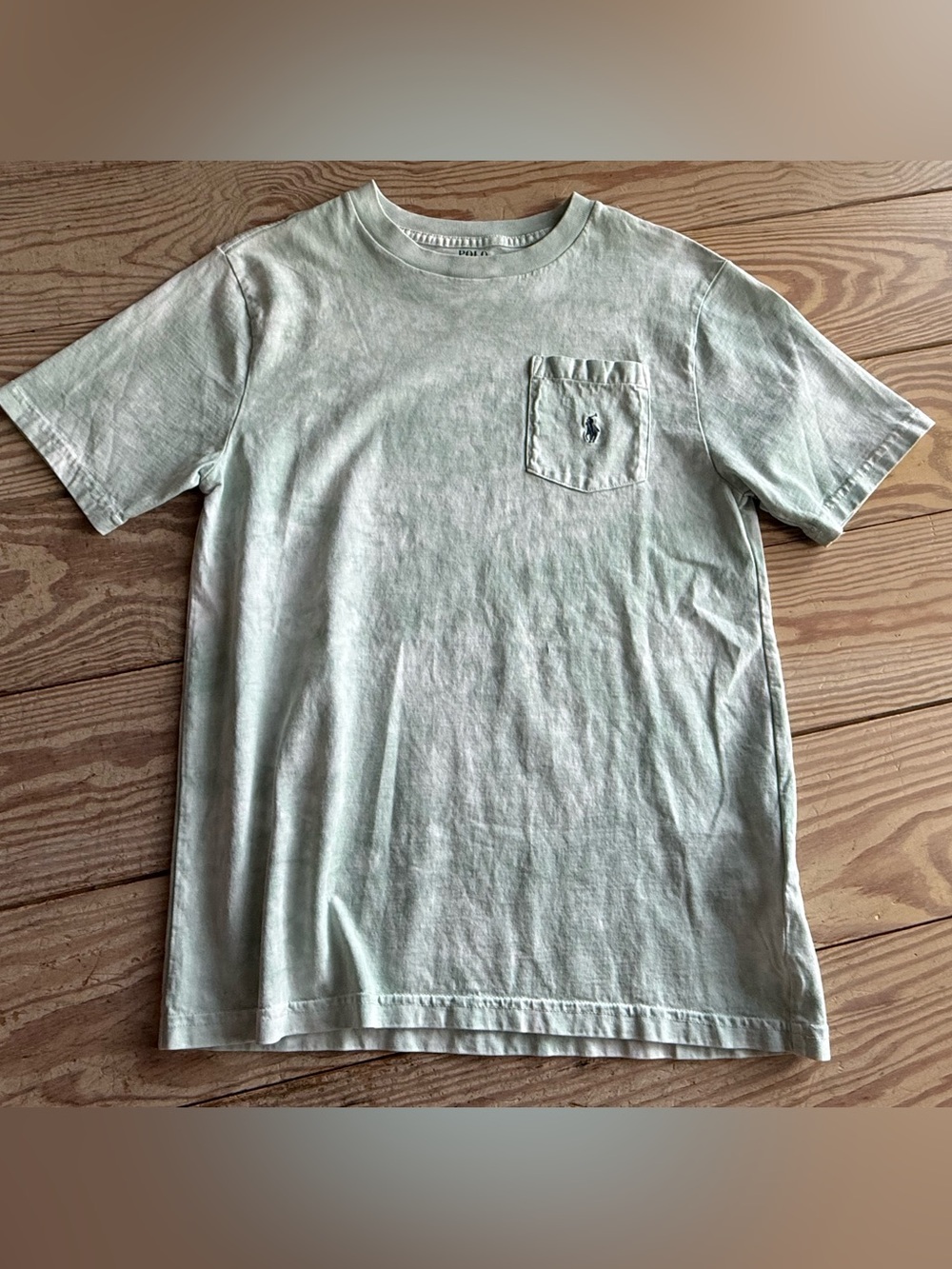 Polo Ralph Lauren Boys Acid Wash Green Pocket T-Shirt Size M (10-12)